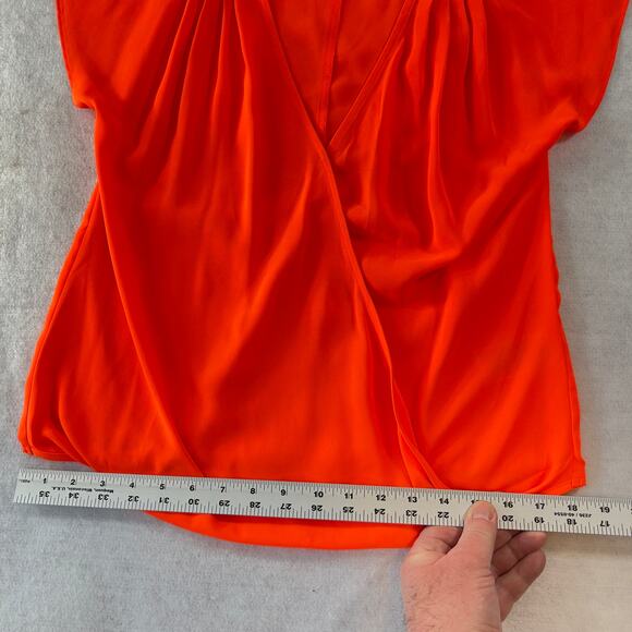 Banana Republic Wrap Top Woman's Petite XS Neon Sunset Center Snap Ruched - Picture 6 of 10